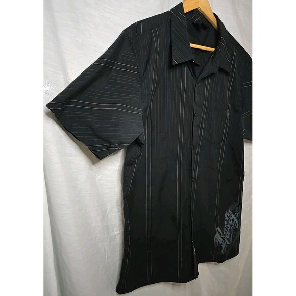 Rusty Short Sleeve Button Shirt, Sz XL, Black, Print - Picture 3 of 7